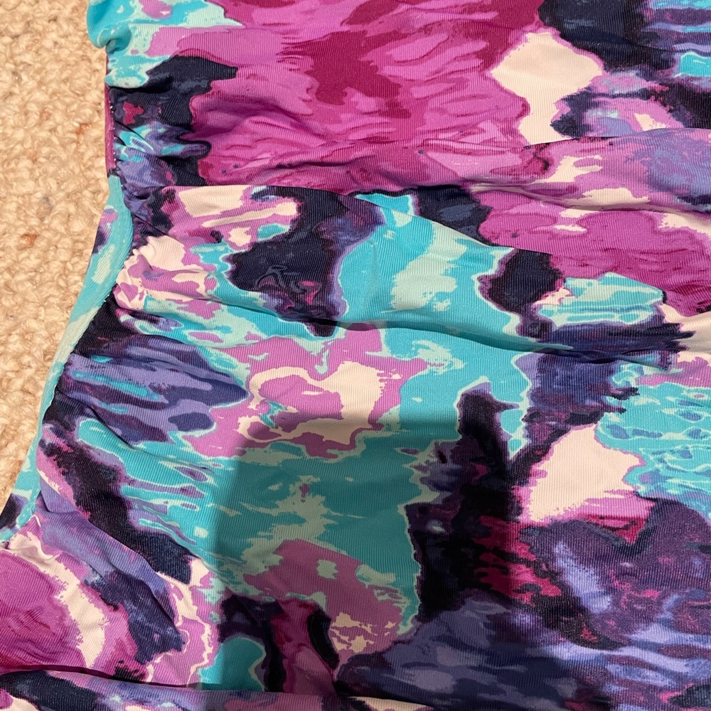 Tommy Bahama Purple Turquoise Navy Floral One-Piece Swimsuit - Picture 2 of 7